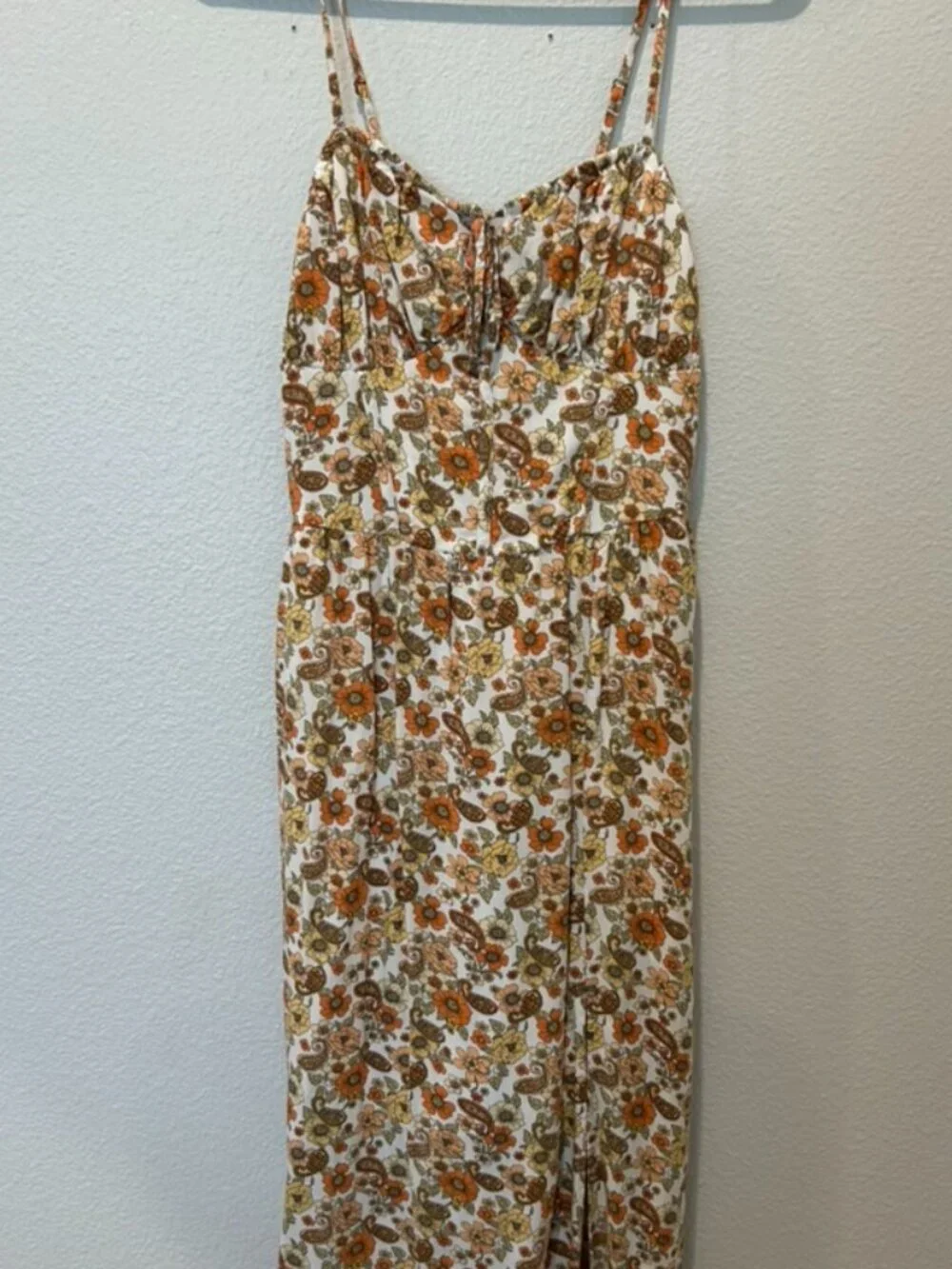 Floral Summer Dress, Orange and Yellow, Size S - Picture 2 of 4